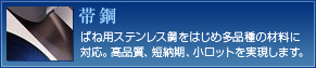 帯鋼―ばね用ステンレス鋼をはじめ多品種の材料に対応。高品質、短納期、小ロットを実現します。